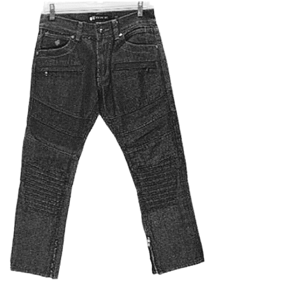 Rocawear Biker Jean Taper Mid Rise Mid Wash Black 8 Pocket Rib Leg Zip Ankle W30 - Picture 11 of 12